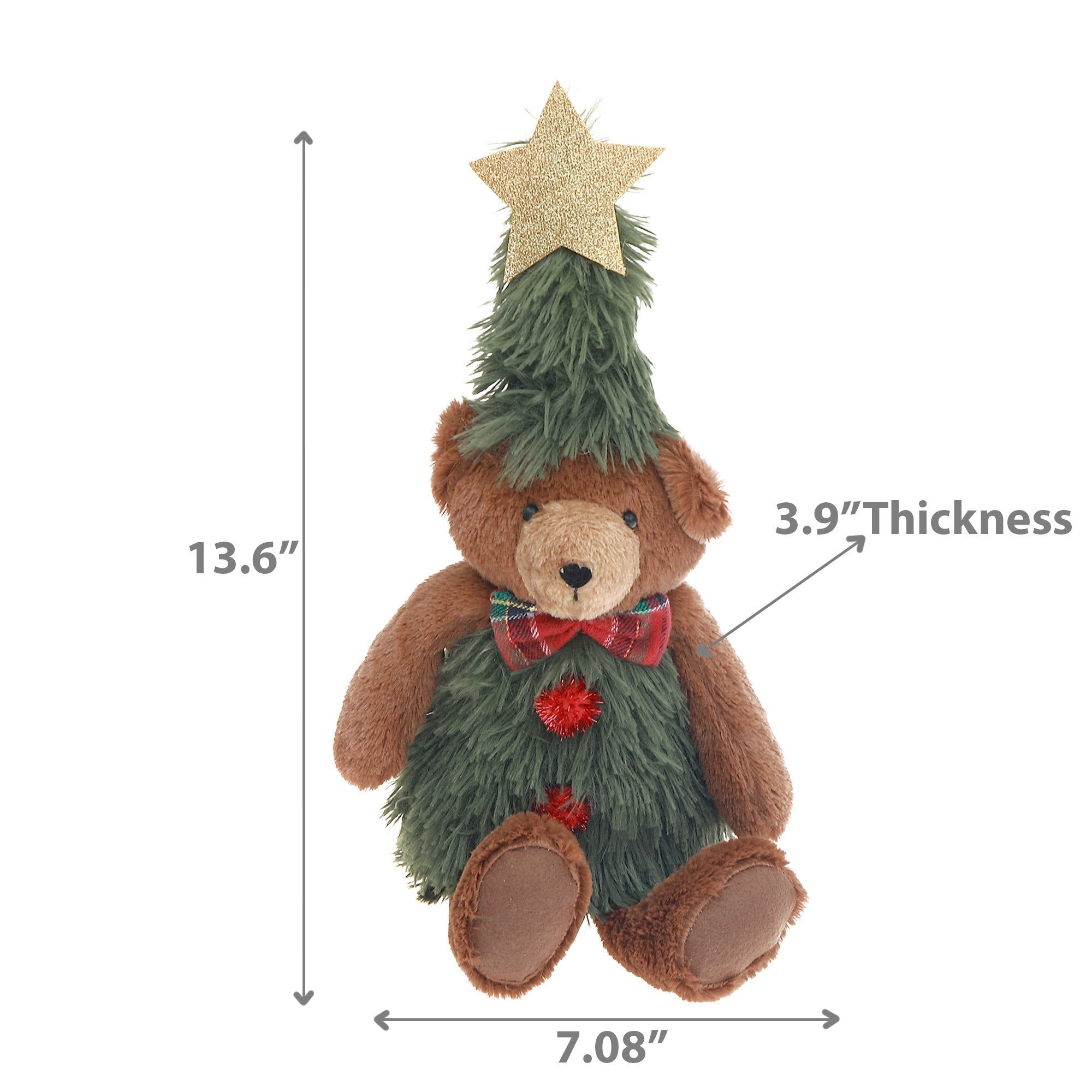 Nicholas Teddy Bear Plush Sitter 13.6" – Holiday Plush Decoration, Christmas Figure