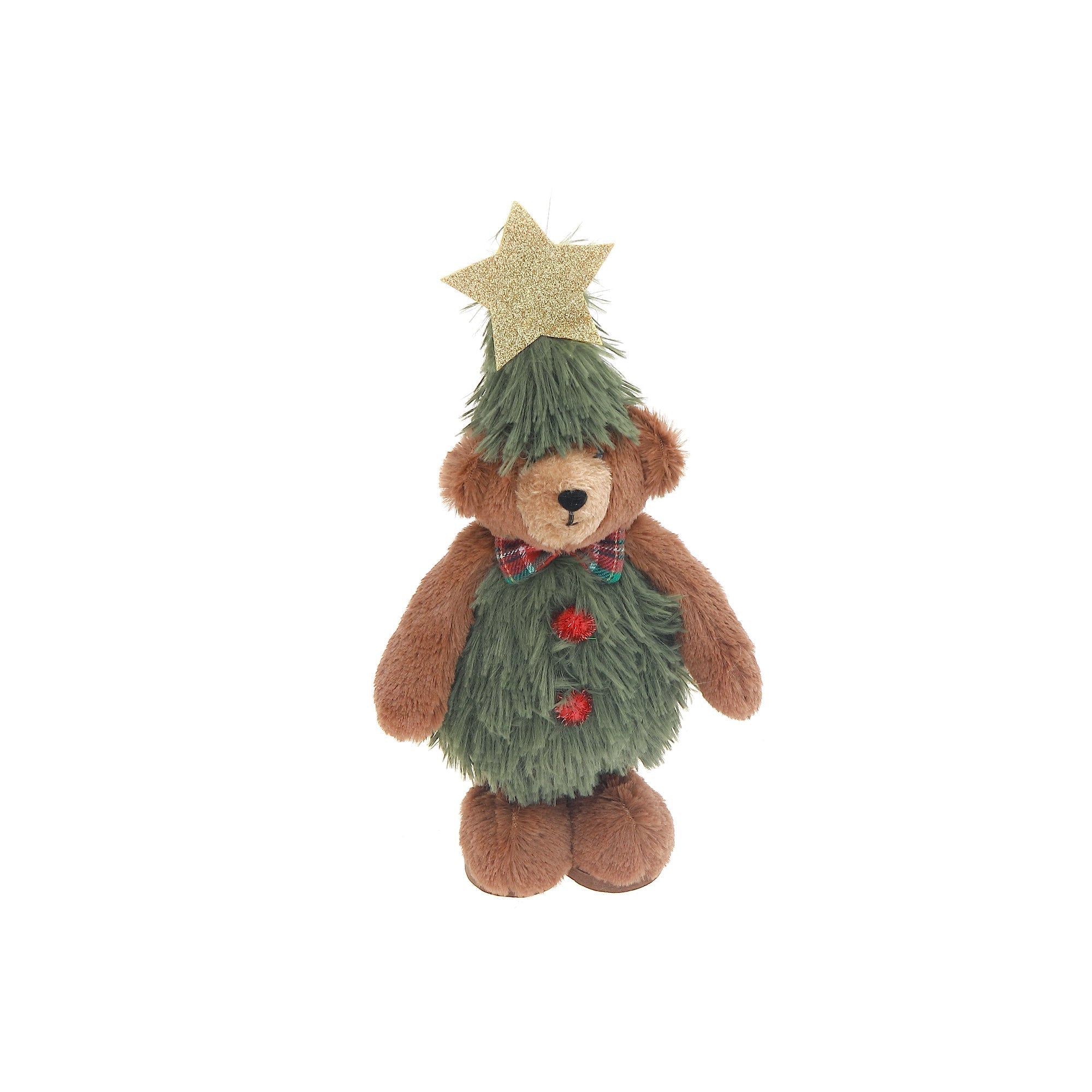 Nicholas Teddy Bear Plush Stander 15" – Holiday Plush Decoration, Christmas Figure