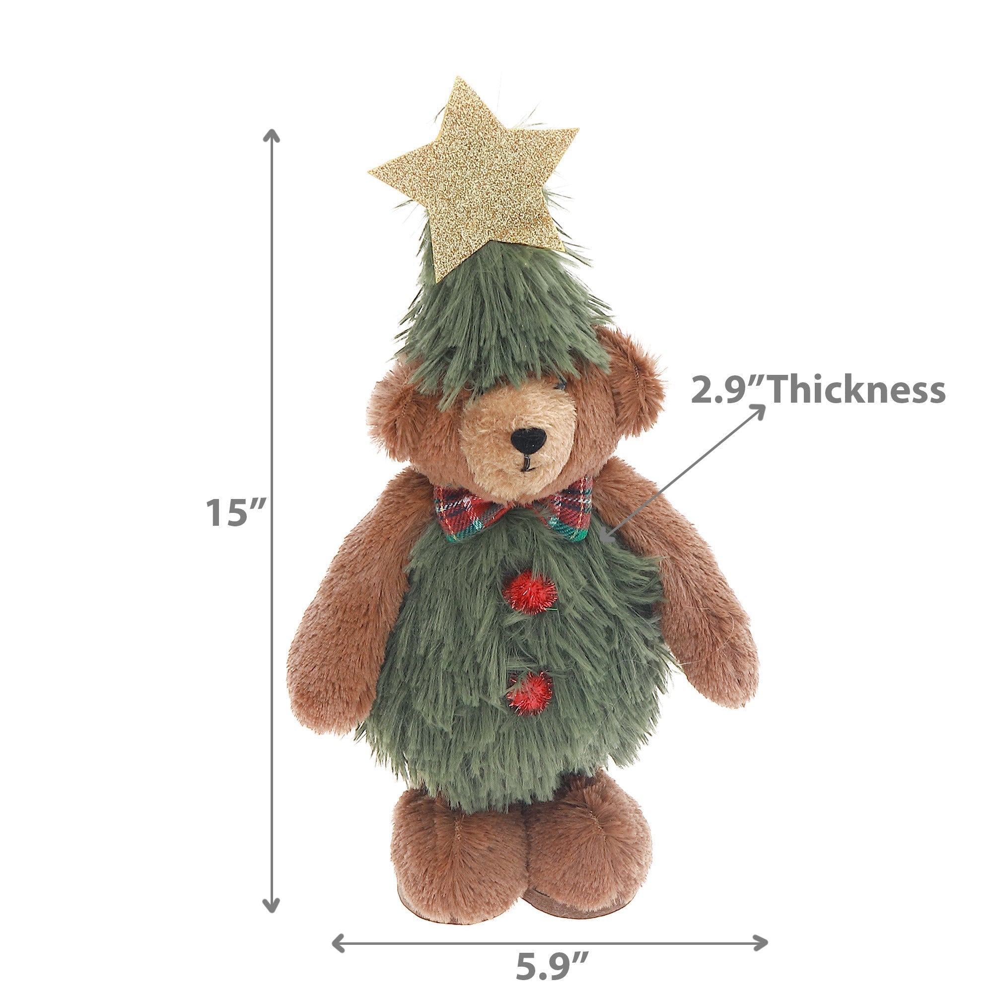 Nicholas Teddy Bear Plush Stander 15" – Holiday Plush Decoration, Christmas Figure