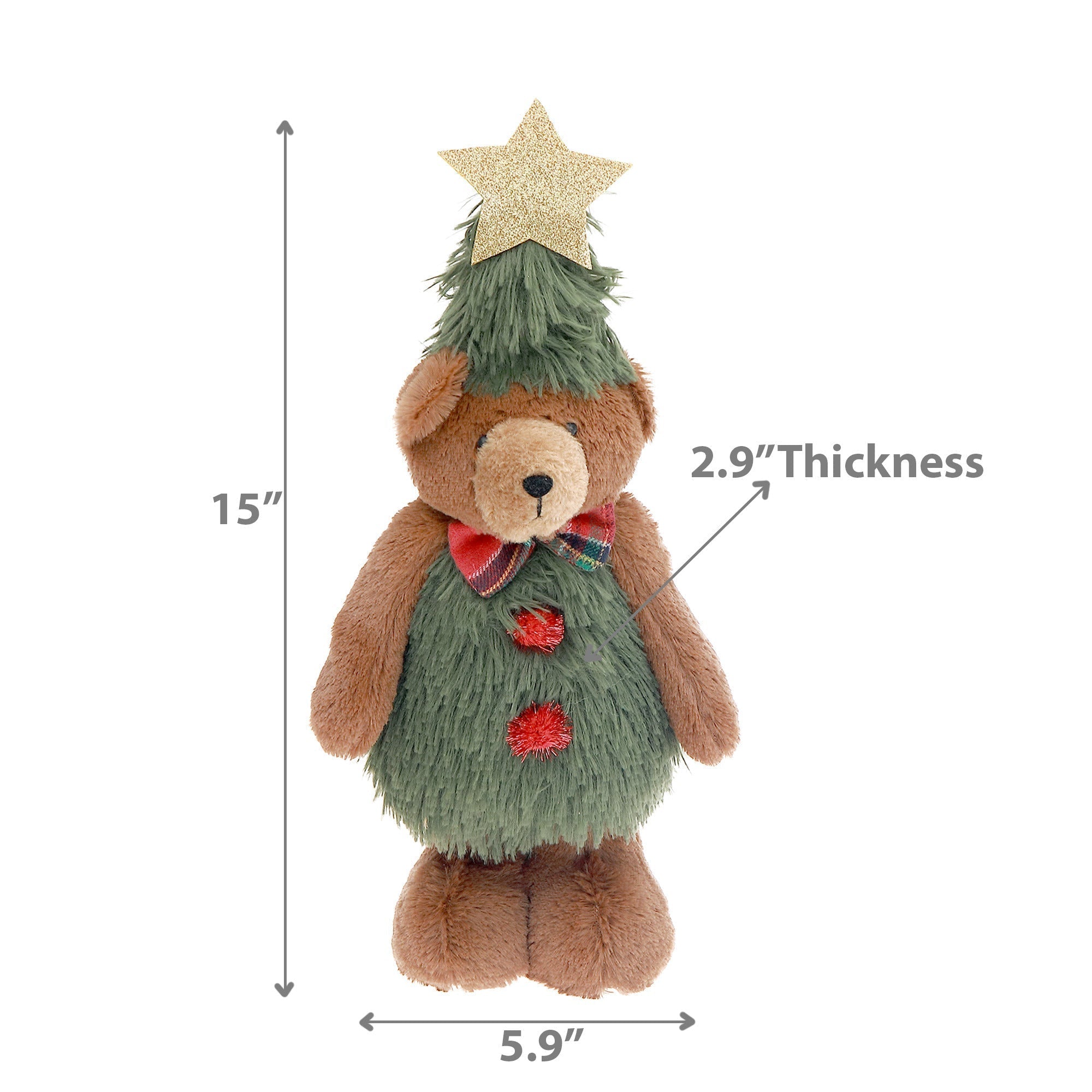 Nicholas Teddy Bear Plush Stander 18.5" – Christmas Decor, Holiday Plush Figure