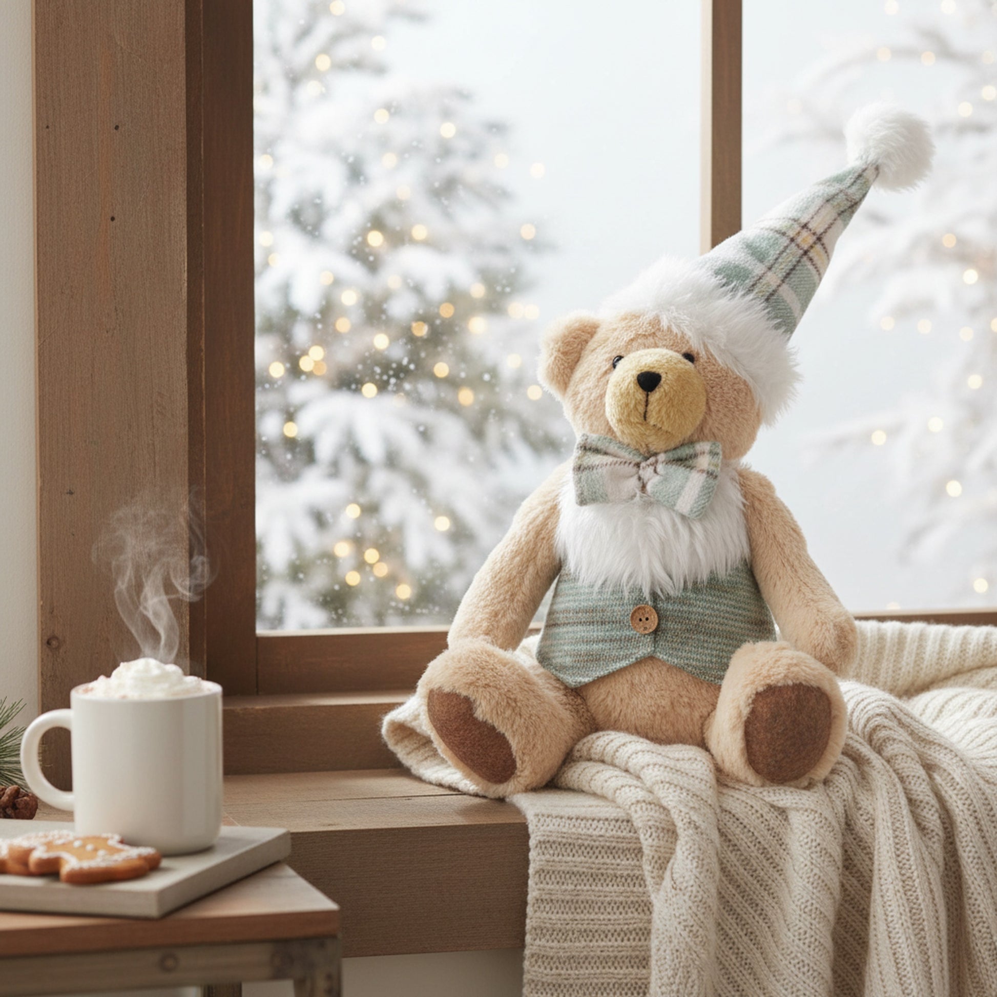 Noel the Teddy Bear Plush Sitter 13", Christmas, Plush Figure, Holiday Decor
