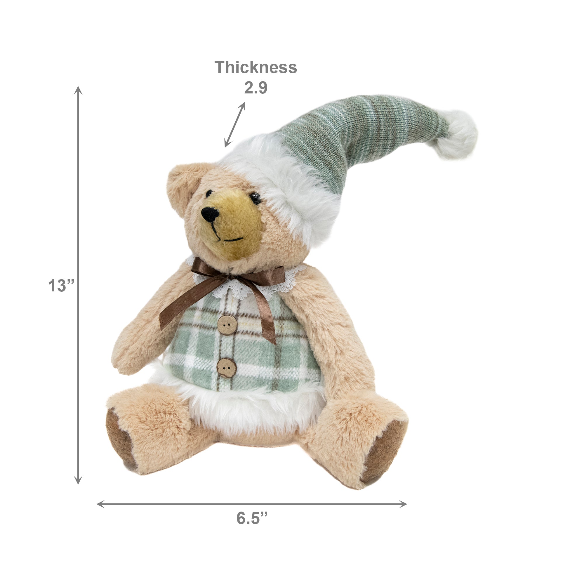 Noelle the Teddy Bear Plush Sitter 13", Plush Figure, Holiday Decor