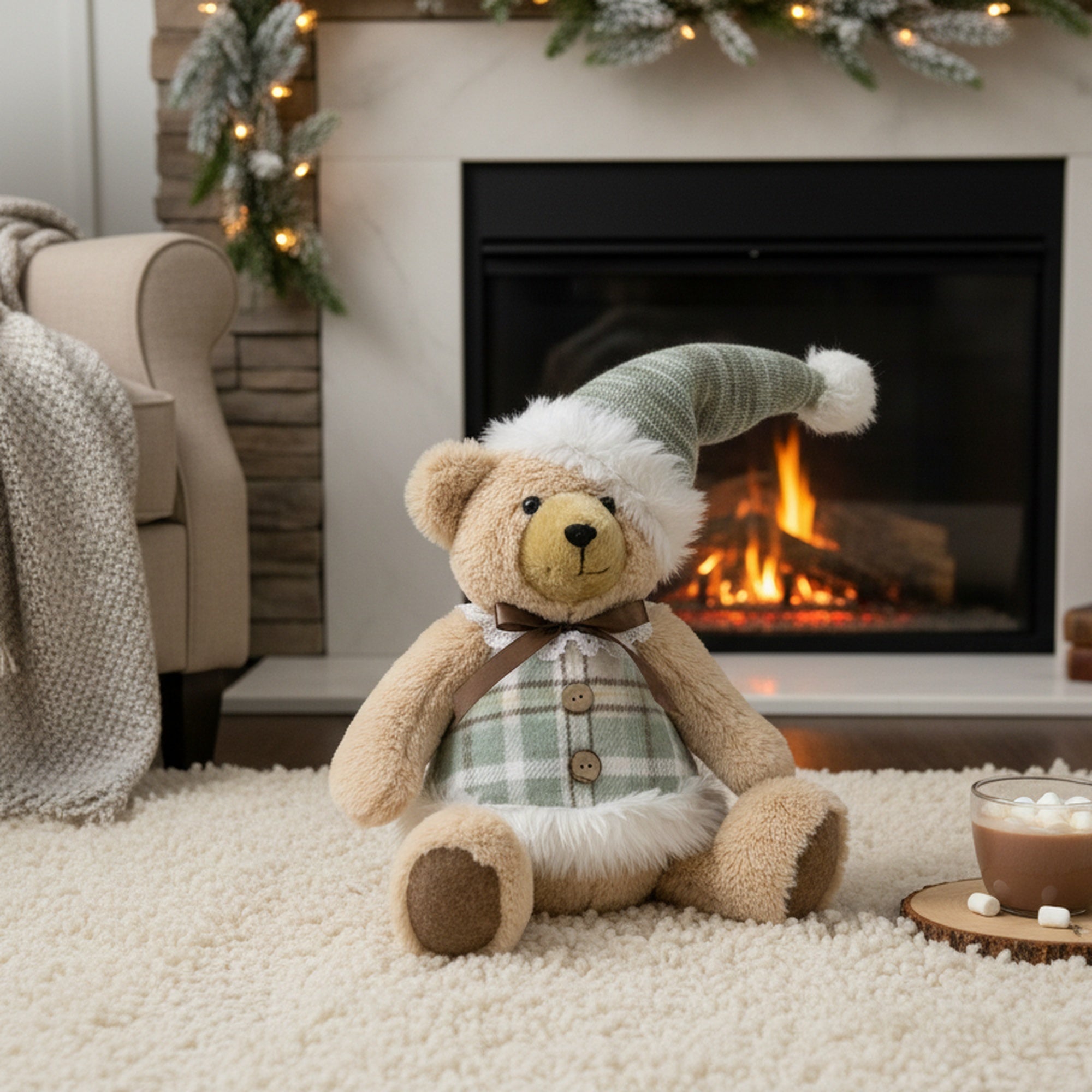 Noelle the Teddy Bear Plush Sitter 13", Plush Figure, Holiday Decor