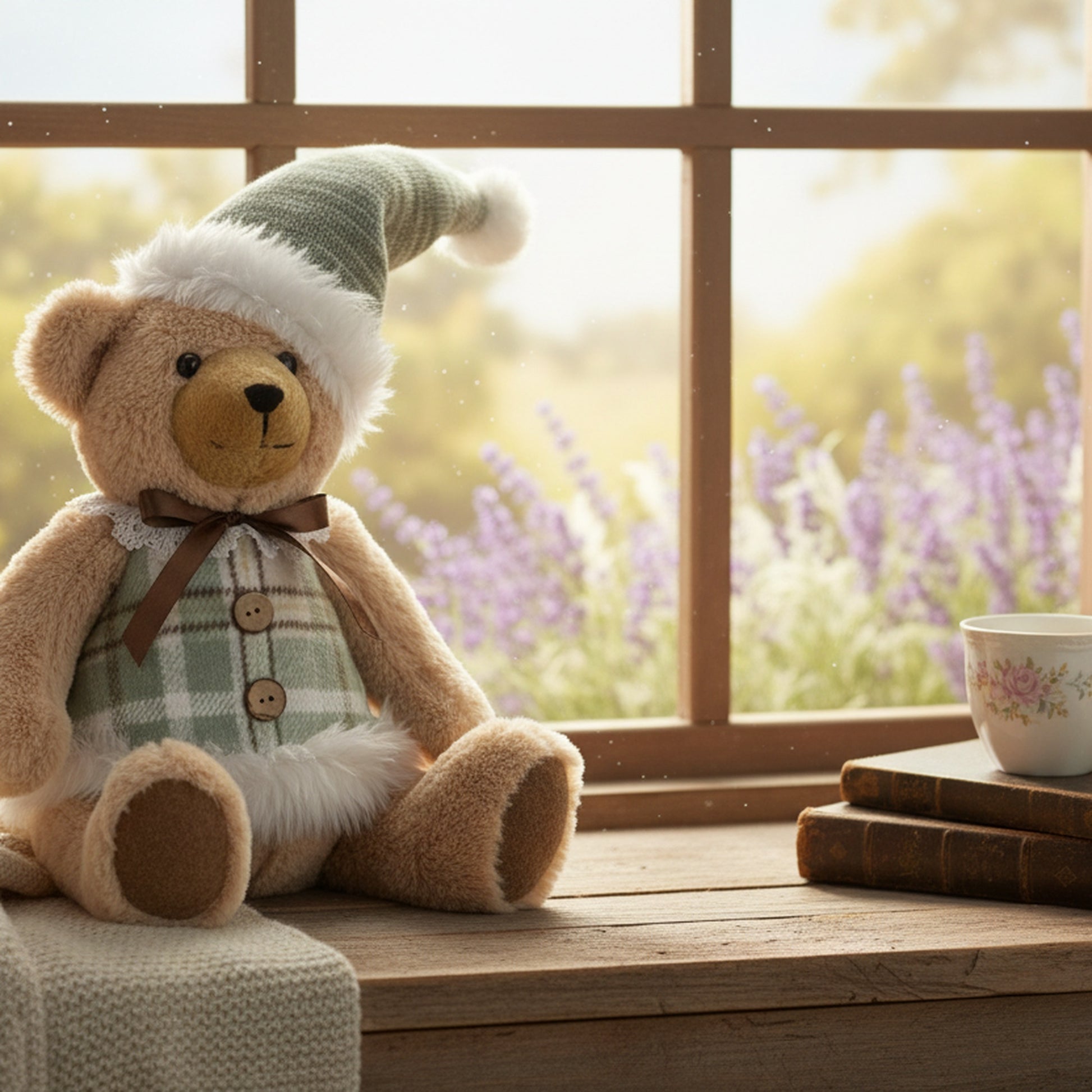 Noelle the Teddy Bear Plush Sitter 13", Plush Figure, Holiday Decor