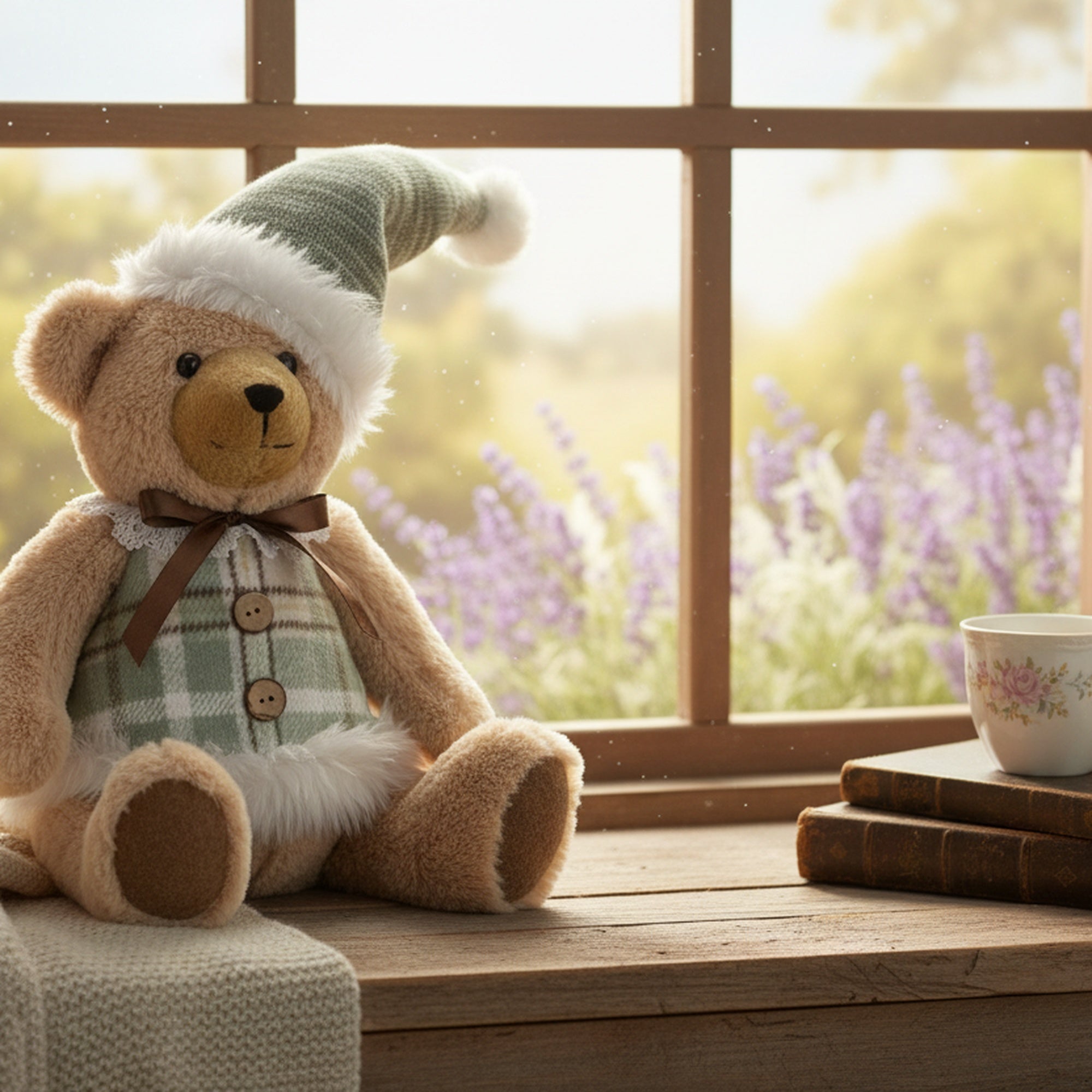 Noelle the Teddy Bear Plush Sitter 13", Plush Figure, Holiday Decor
