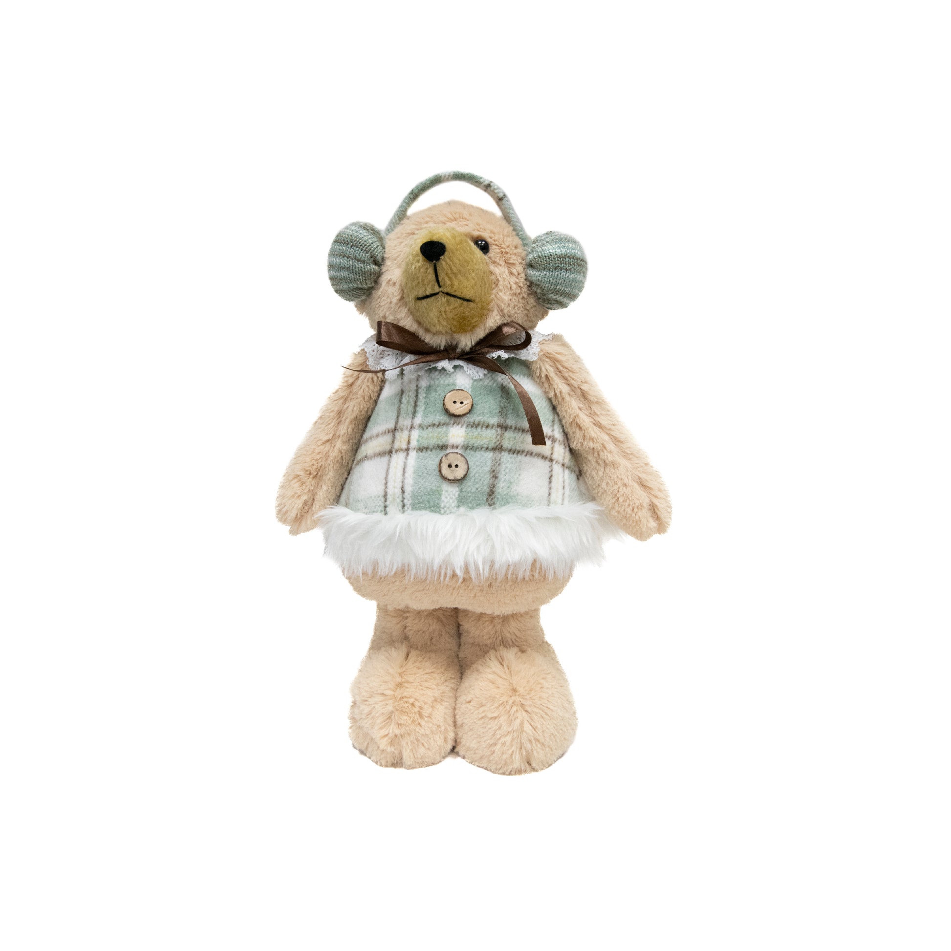 Noelle the Teddy Bear Plush Stander 15", Plush Figure, Holiday Decor