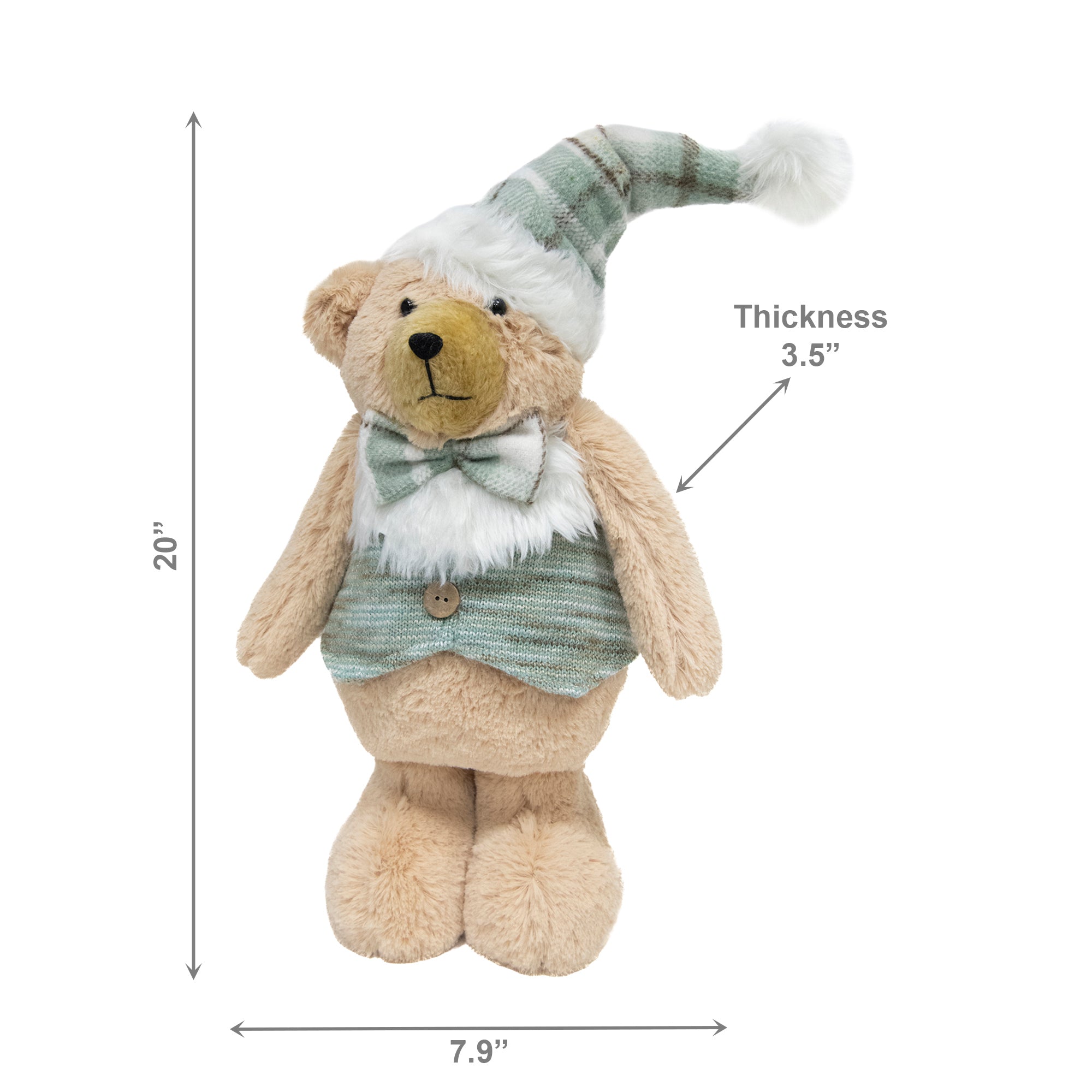 Noel the Teddy Bear Plush Stander 20", Christmas, Plush Figure, Holiday Decor