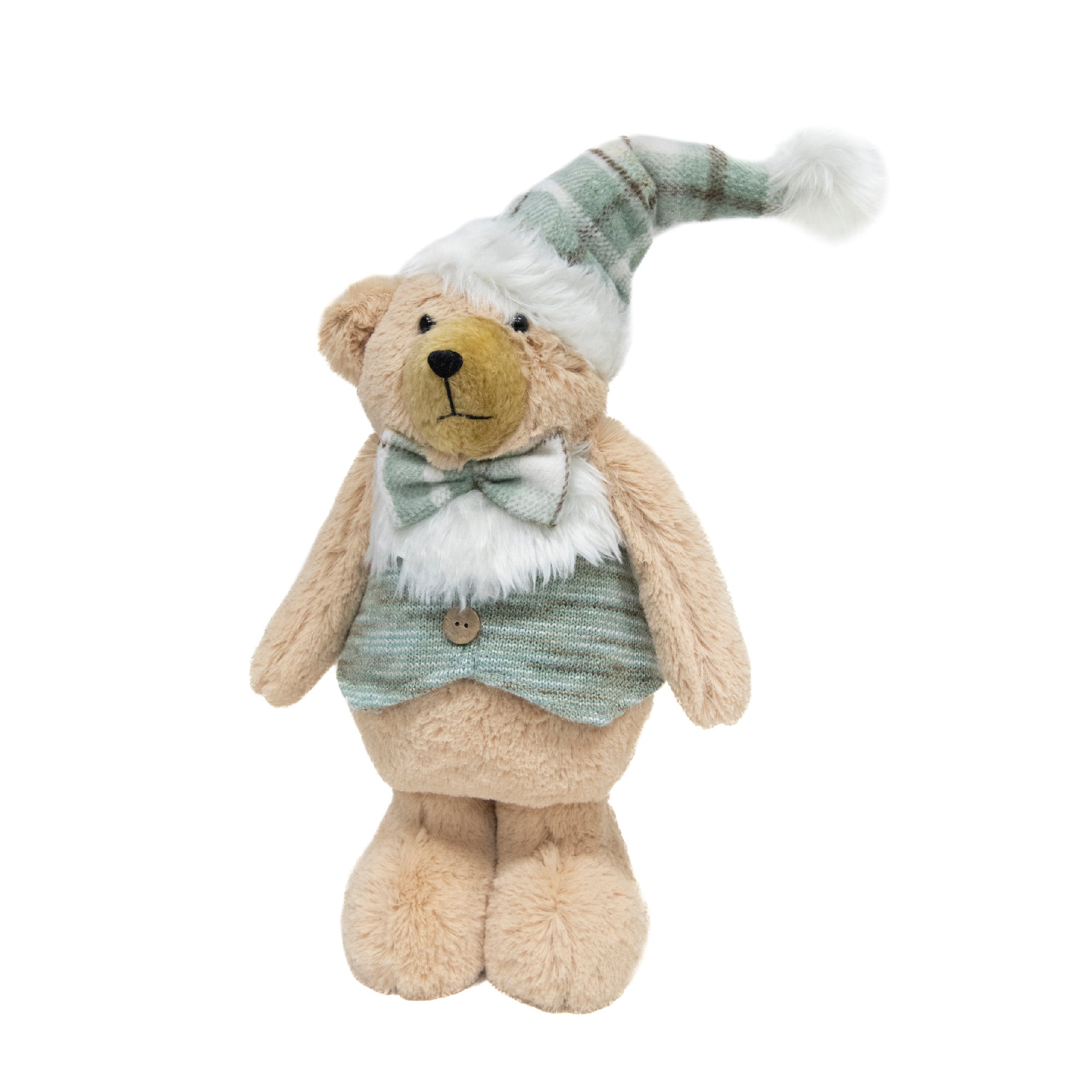 Noel the Teddy Bear Plush Stander 20", Christmas, Plush Figure, Holiday Decor