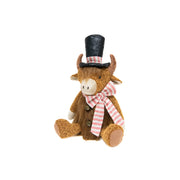 Highland Cow with Top Hat Plush Sitter 13.5", Plush Figure, Holiday Decor