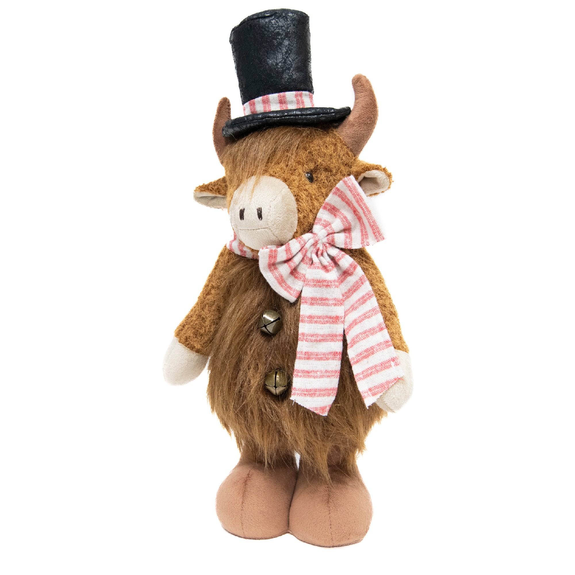 Highland Cow with Top Hat Plush Stander 17", Plush Figure, Holiday Decor