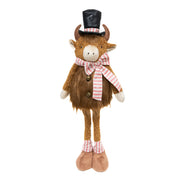 Highland Cow with Top Hat Plush Stander 29", Plush Figure, Holiday Decor
