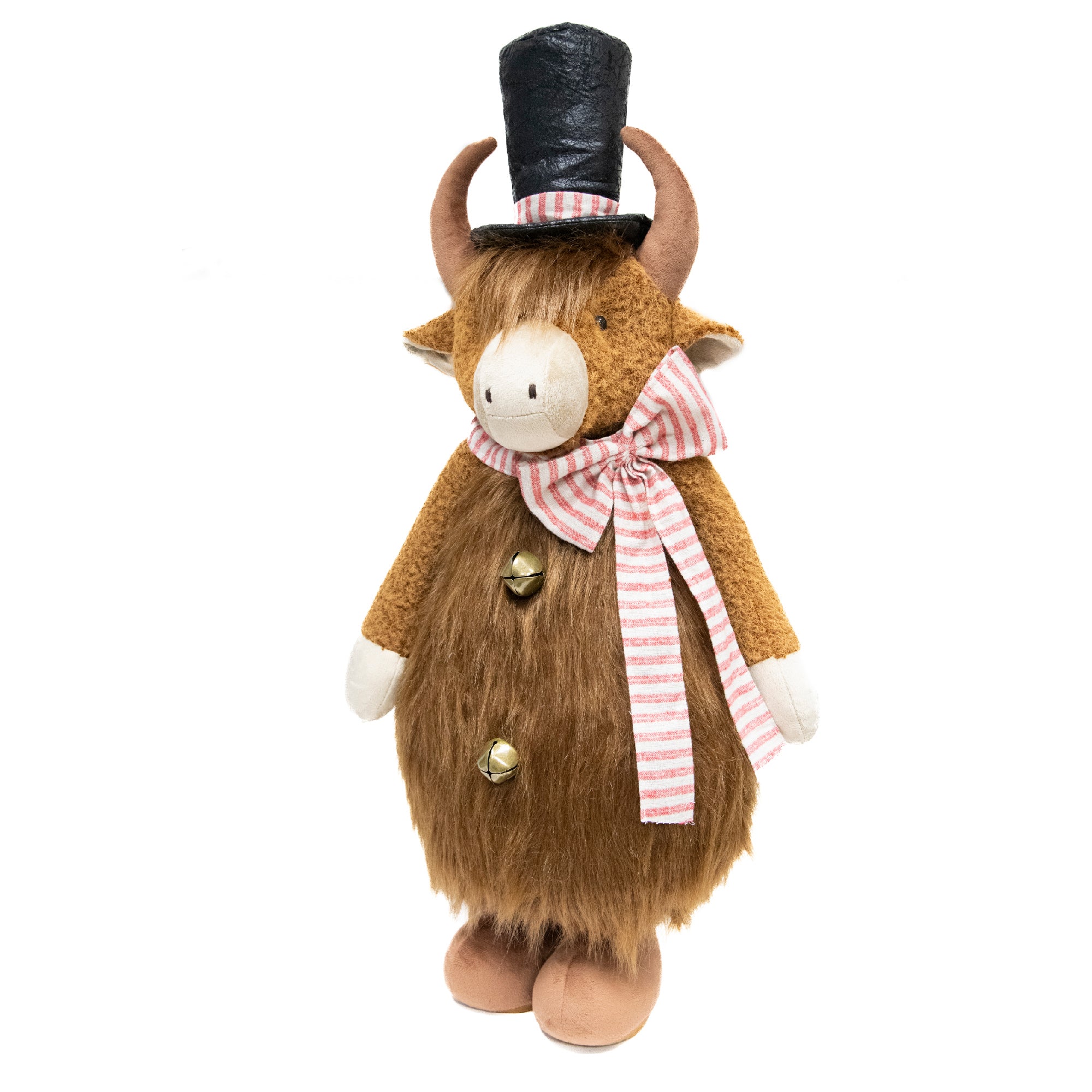 Highland Cow with Top Hat Plush Stander 33", Plush Figure, Holiday Decor