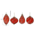 Red Glass Ornament With Gold Glitter - Set of 12