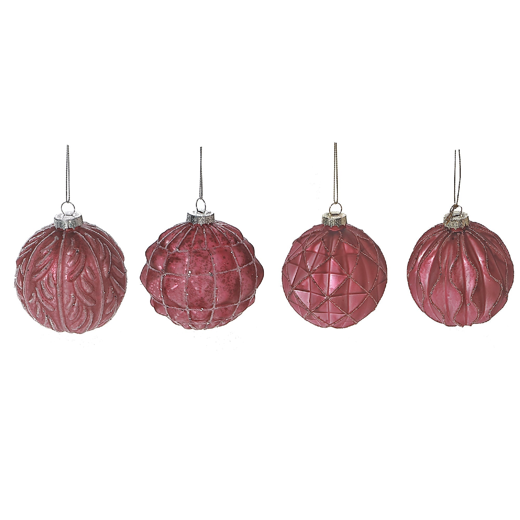 Rose Glass Acorn Christmas Ornament Set of 12 – Holiday Tree Decoration