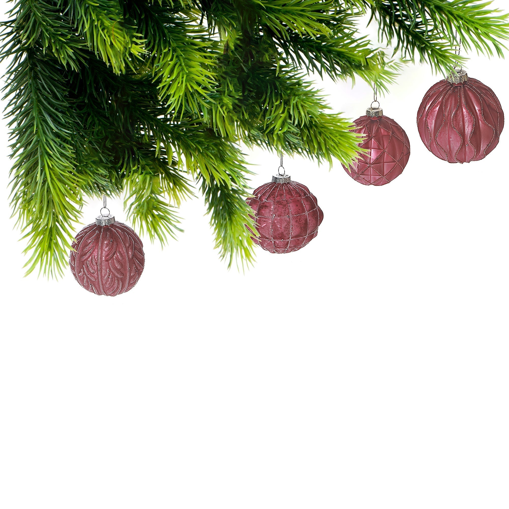 Rose Glass Acorn Christmas Ornament Set of 12 – Holiday Tree Decoration