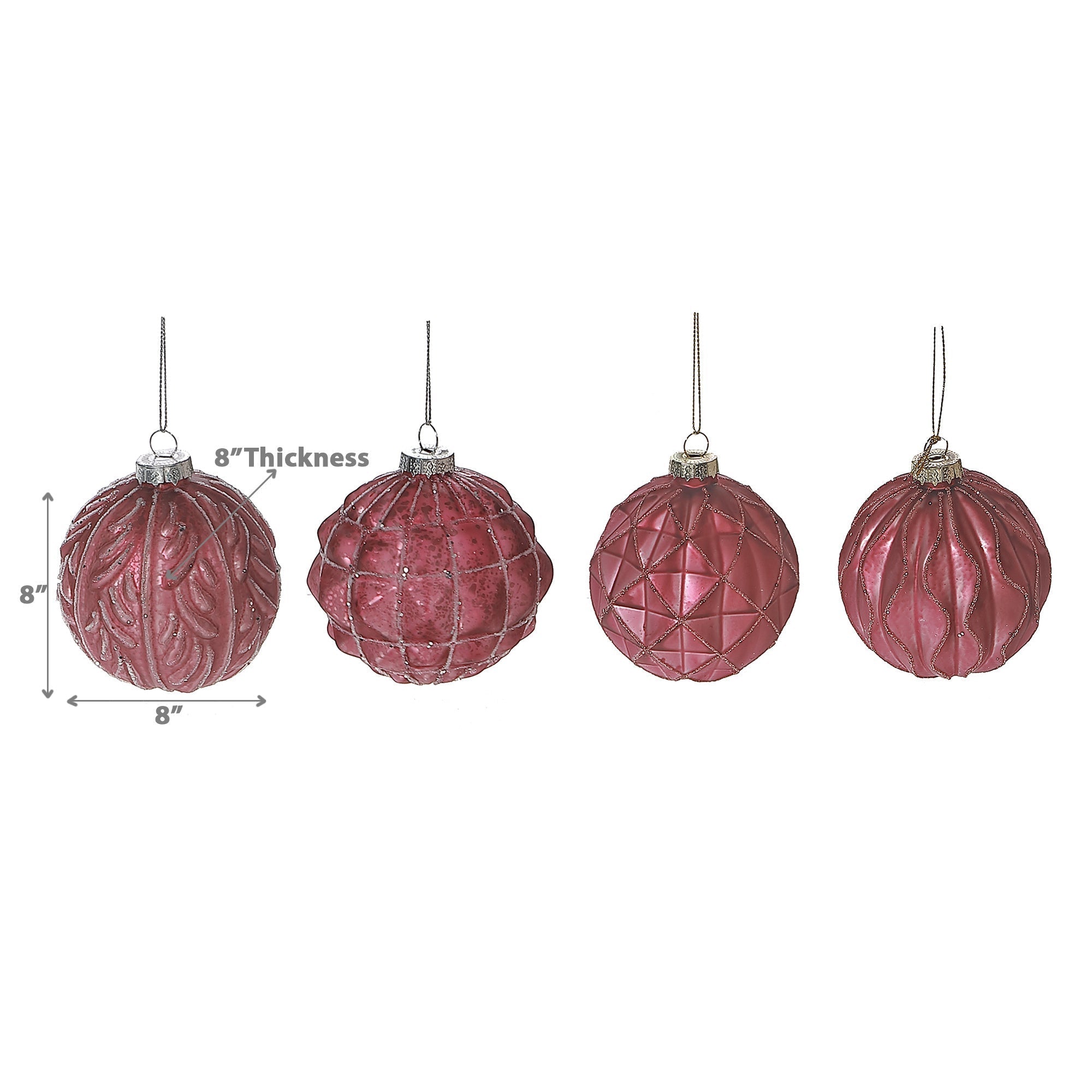 Rose Glass Acorn Christmas Ornament Set of 12 – Holiday Tree Decoration
