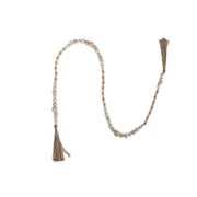 Natural Wood Beaded Garland With Tassels Rustic Decorative Garland