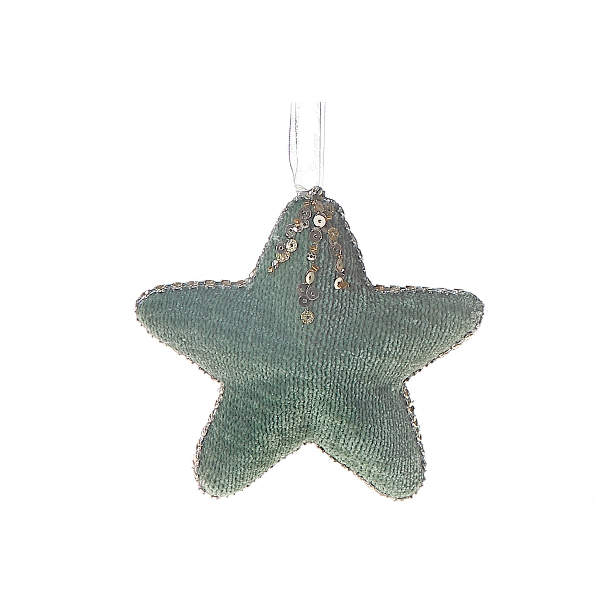 Green Sequin Star Christmas Ornament Set of 12 – Holiday Tree Decoration