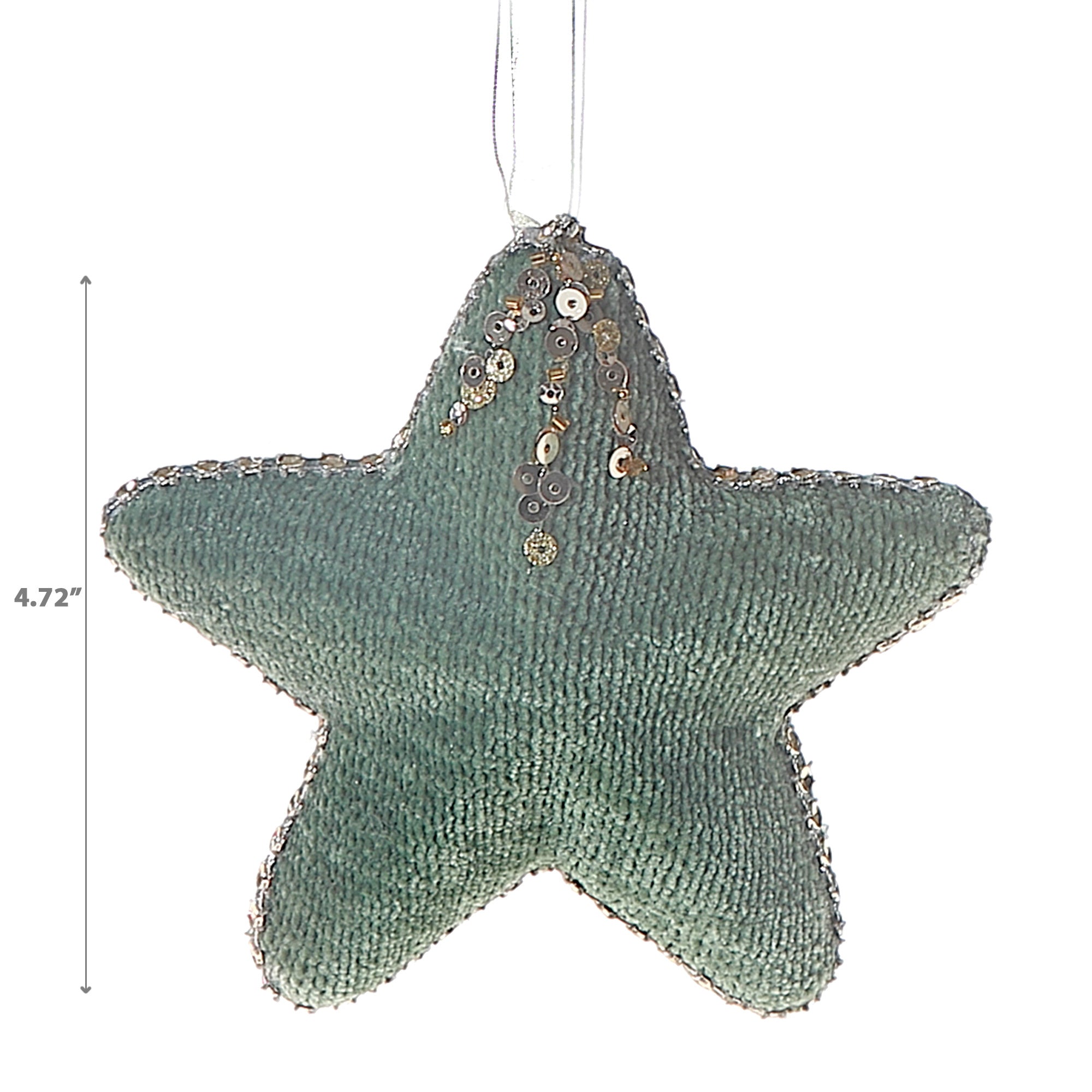 Green Sequin Star Christmas Ornament Set of 12 – Holiday Tree Decoration