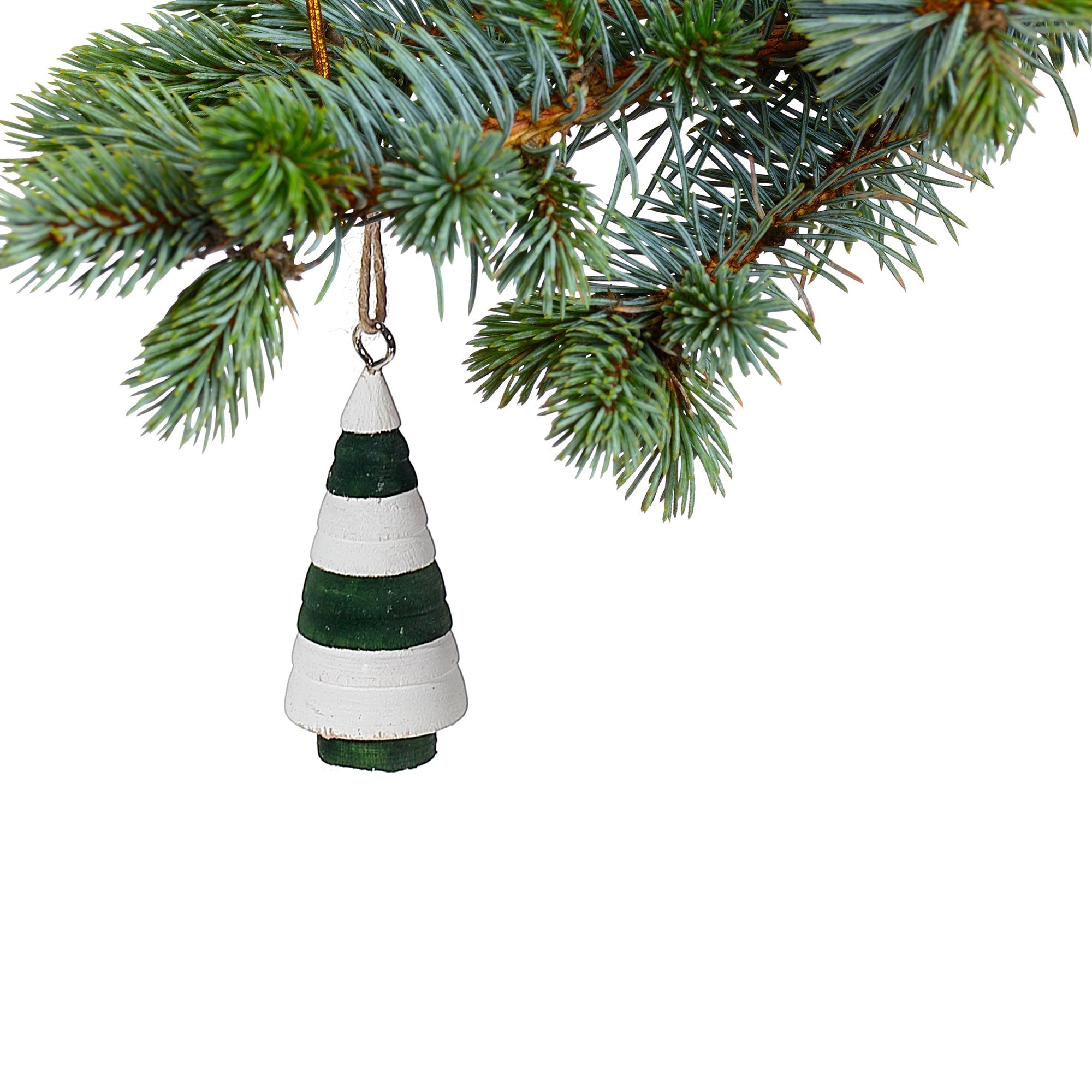 3.54" Wooden Christmas Tree Ornament Set of 12 – Holiday Decoration, Tree Hanging