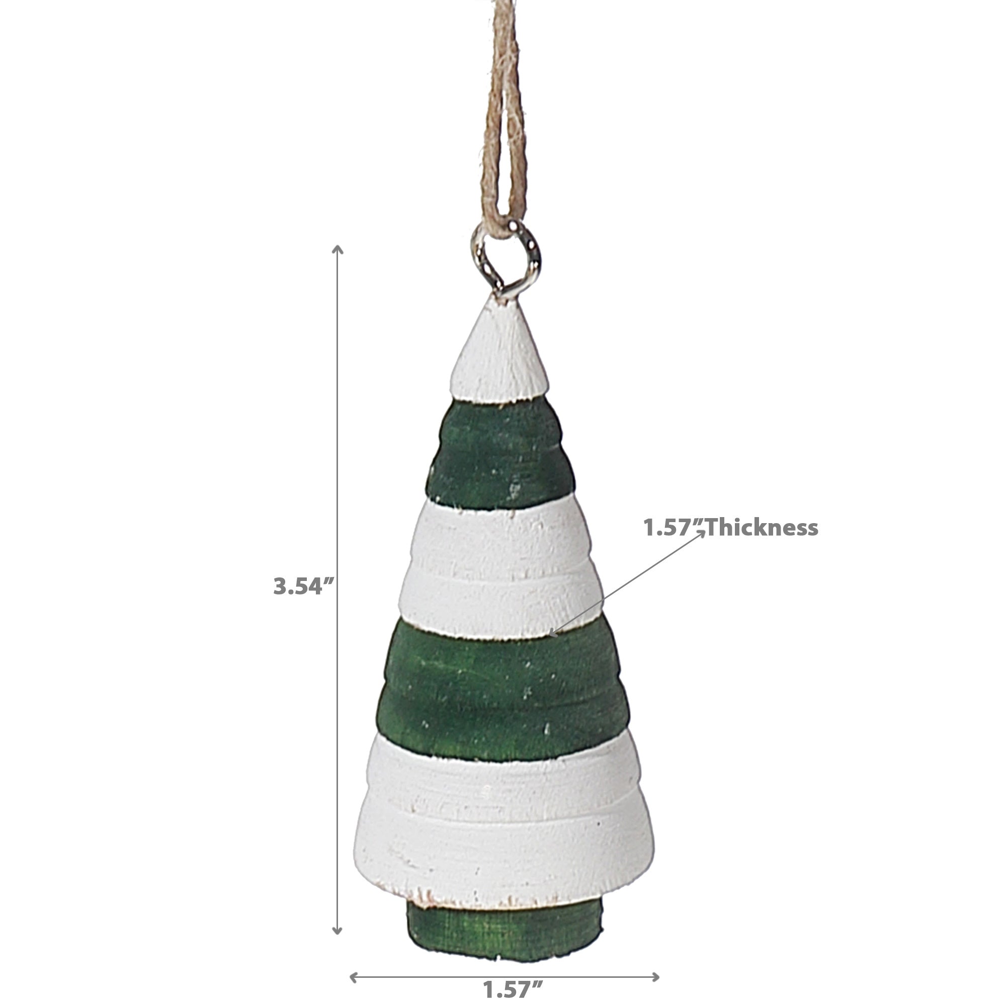 3.54" Wooden Christmas Tree Ornament Set of 12 – Holiday Decoration, Tree Hanging