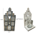 Plaid Wood House Candle Holder
