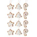 Fabric Hanging Gingerbread Cookie Ornament (Asstd) - Set of 12
