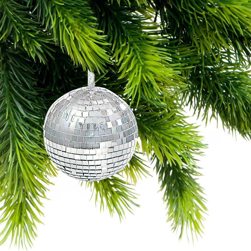 Glass Hanging Ball Ornament (Silver) - Set of 6