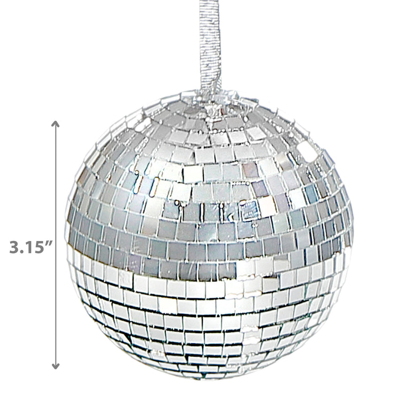 Glass Hanging Ball Ornament (Silver) - Set of 6