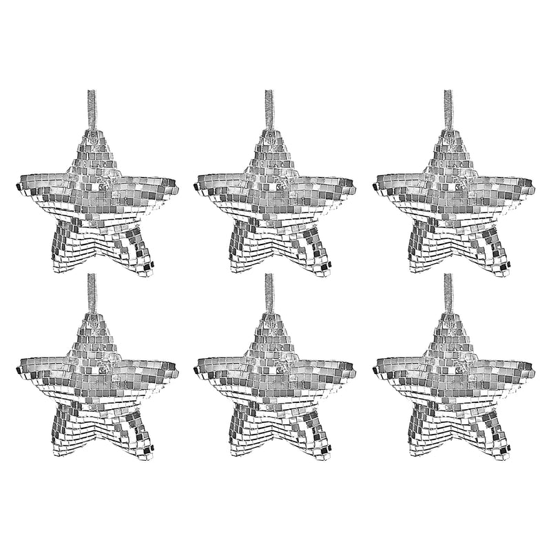 Disco Hanging Star Ornament (Silver) - Set of 6