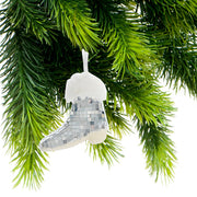 Silver Disco Hanging Boot Ornaments, Sparkly Christmas Tree Decorations, Holiday Festive Ornaments, Set of 6
