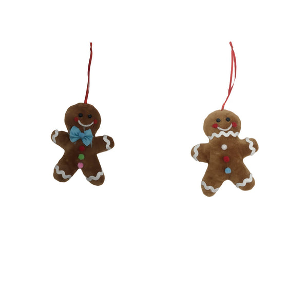 Fabric Hanging Gingerbread Man Ornament (Asstd) - Set of 6