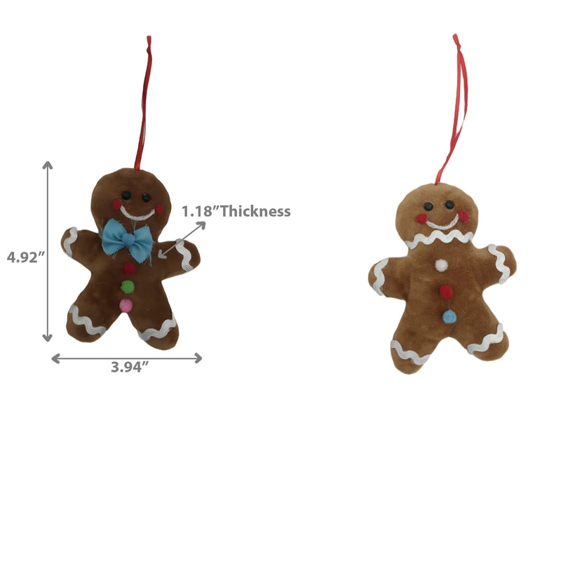 Fabric Hanging Gingerbread Man Ornament (Asstd) - Set of 6