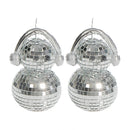 Disco Snowman With Earmuffs Décor (Silver) - Set of 2