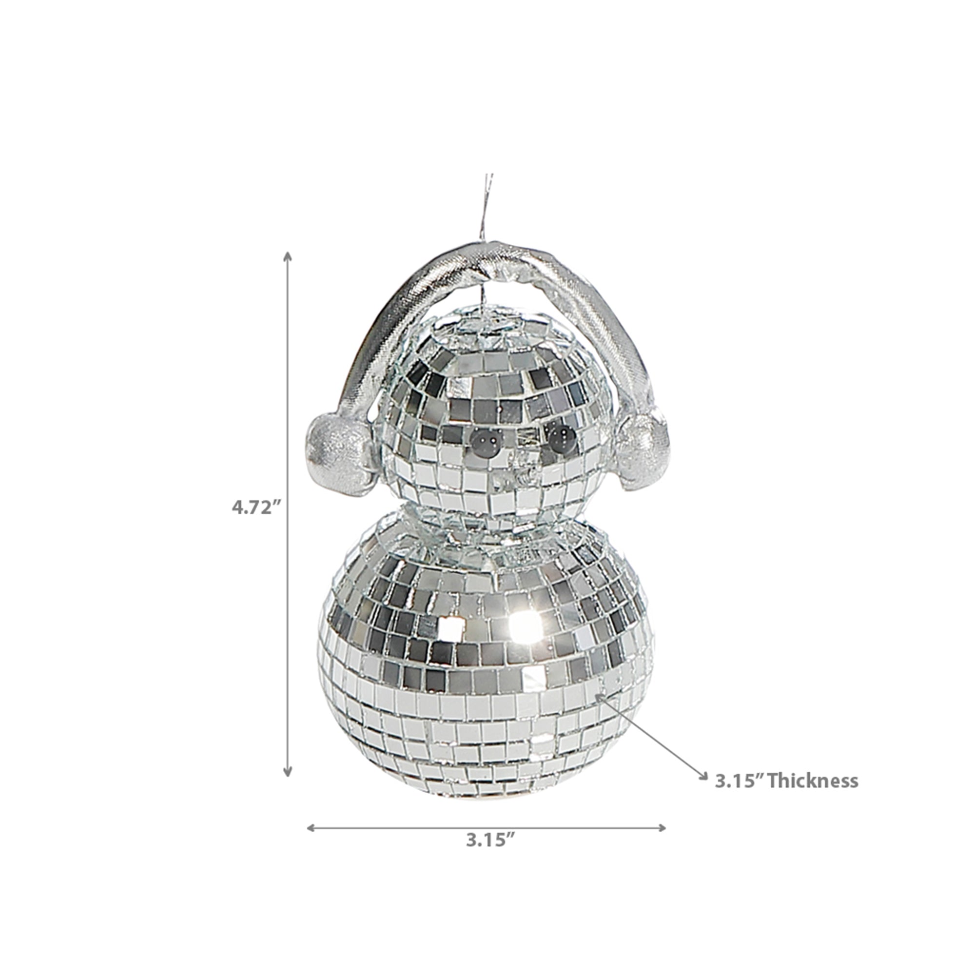 Disco Snowman with Earmuffs Decor Set of 2 Silver – Christmas Tabletop Decoration, Holiday Winter Accent, Festive Indoor Figurines