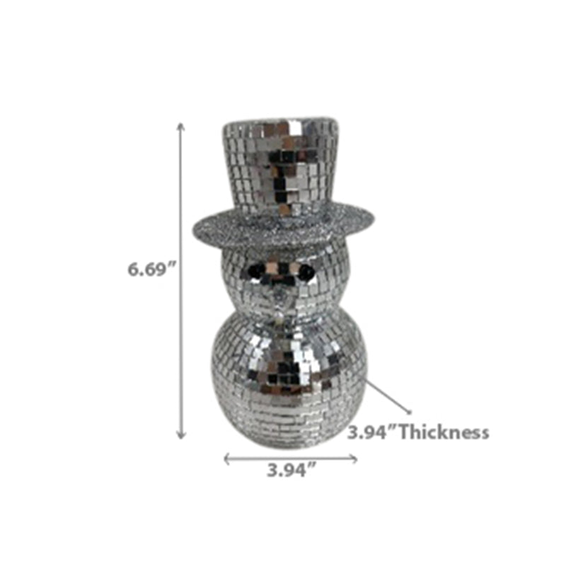 Disco Snowman With Hat Décor (Silver)