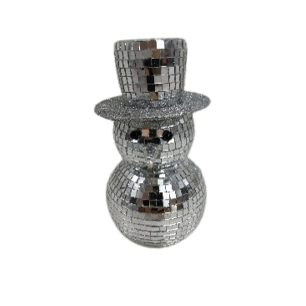 Disco Snowman With Hat Décor (Silver)