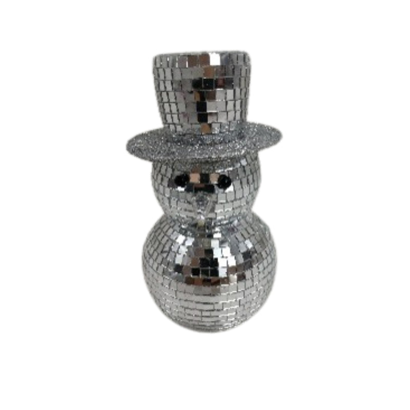 Disco Snowman With Hat Décor (Silver)