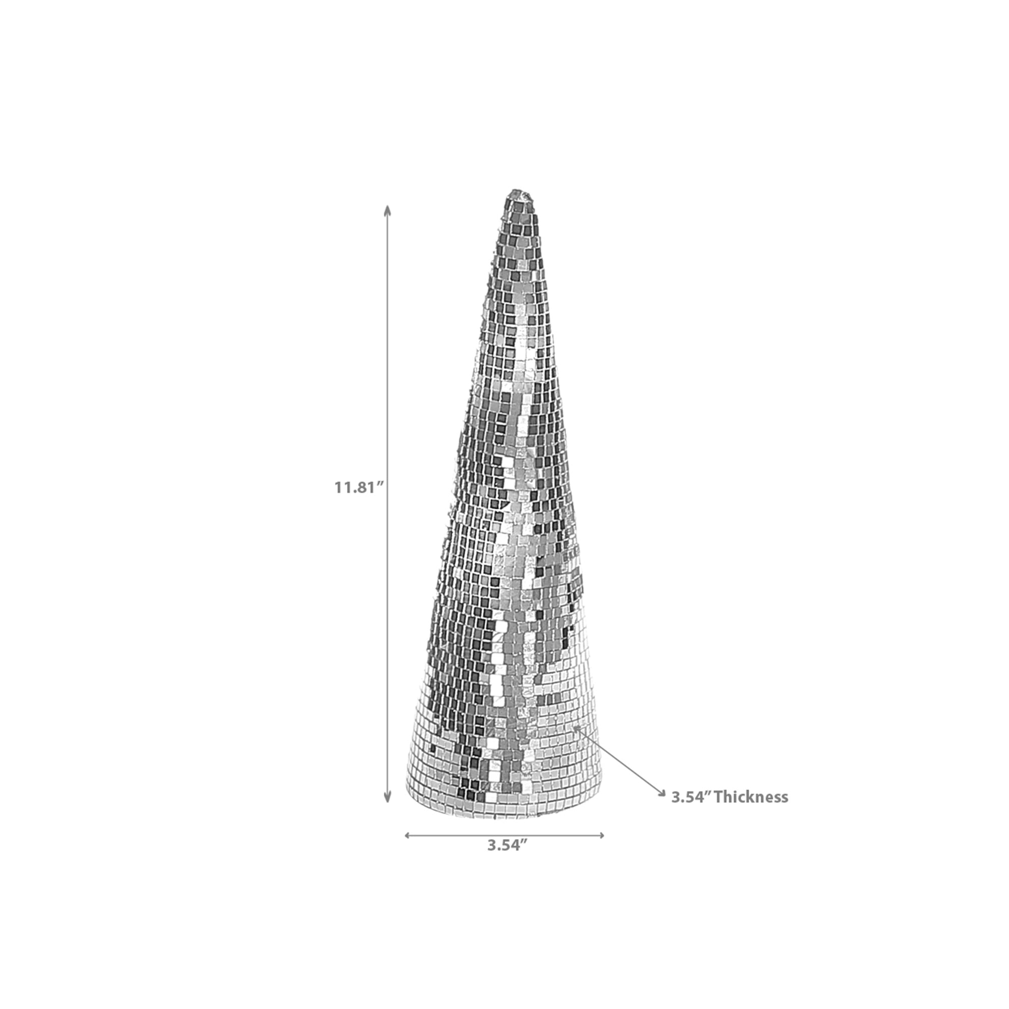 Disco Cone Tree Set of 2 Silver – Christmas Tabletop Decoration, Holiday Festive Accent, Winter Home Decor, Sparkling Seasonal Decor