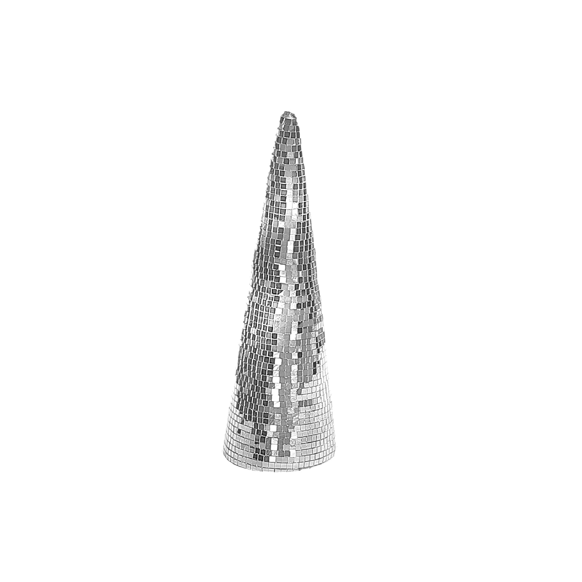 Disco Cone Tree Set of 2 Silver – Christmas Tabletop Decoration, Holiday Festive Accent, Winter Home Decor, Sparkling Seasonal Decor