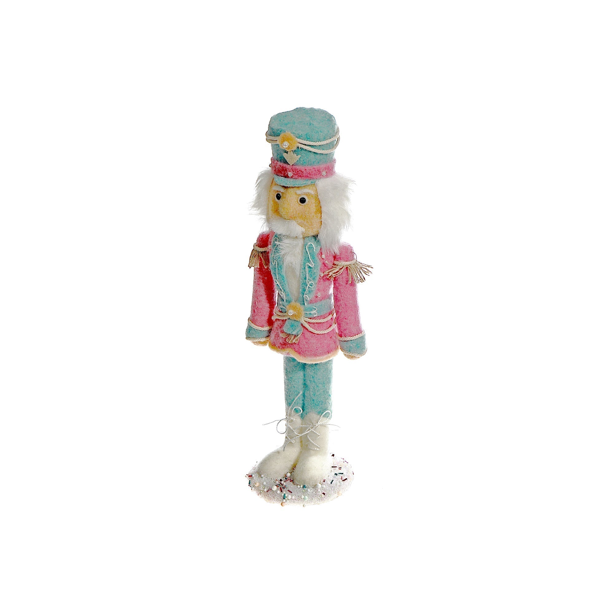 Wool Candy Nutcracker Figure Set of 2 – Holiday Figurine, Christmas Decoration