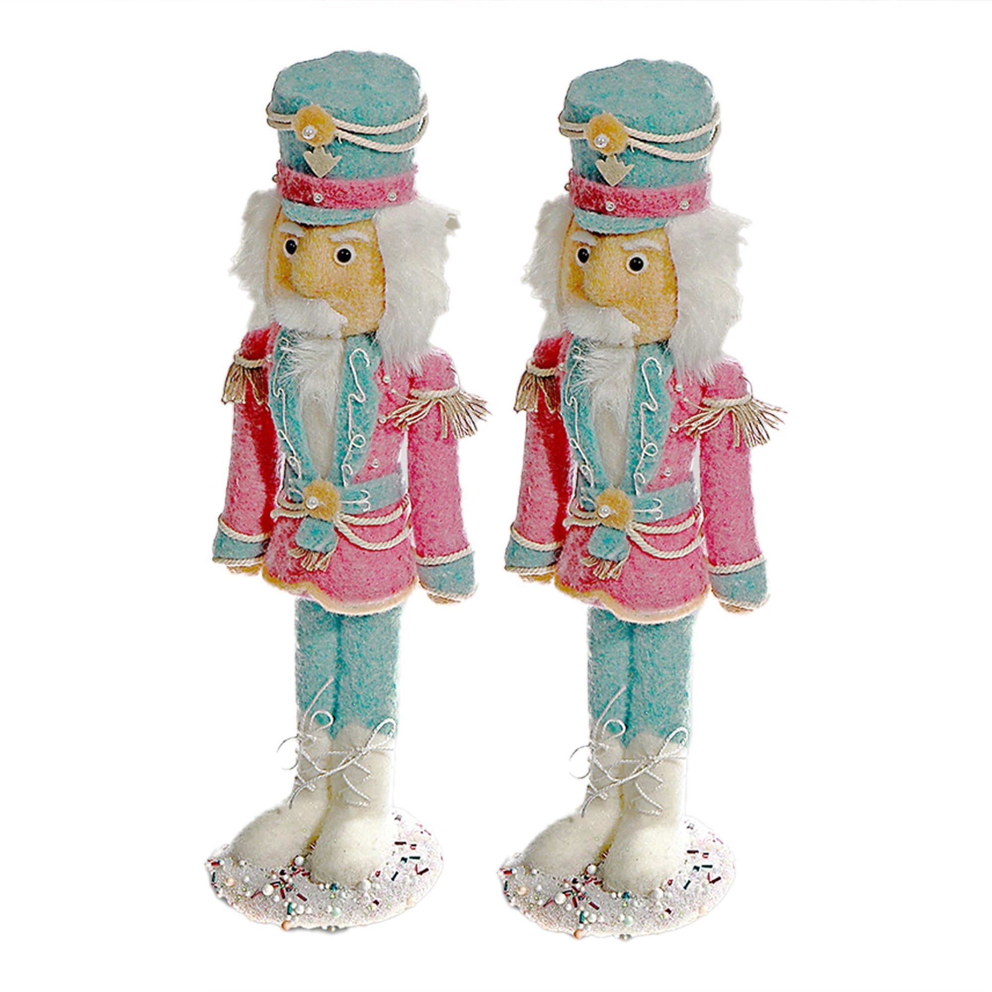 Wool Candy Nutcracker Figure Set of 2 – Holiday Figurine, Christmas Decoration