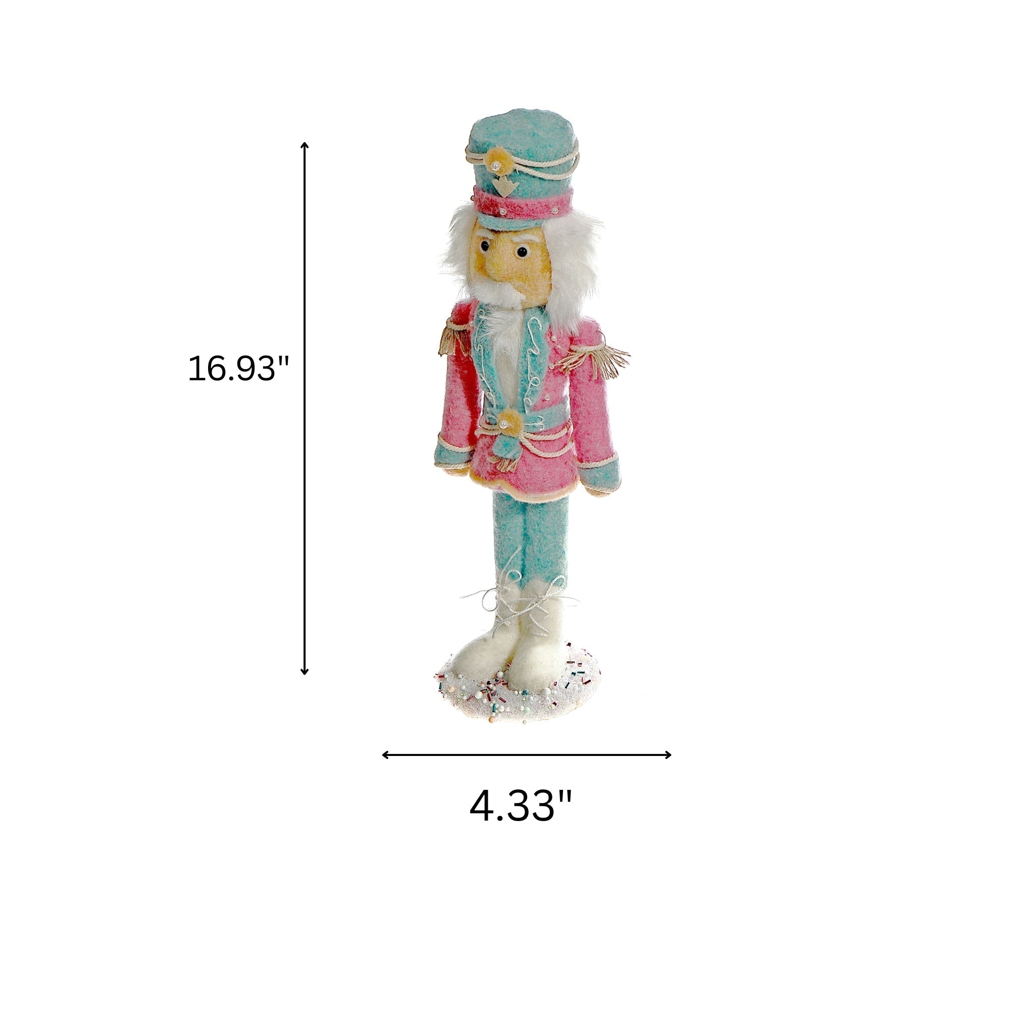 Wool Candy Nutcracker Figure Set of 2 – Holiday Figurine, Christmas Decoration