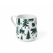 15.5oz Ceramic Mug Bears & Trees Engraved White, Coffee Mug, Holiday Decor- Set of 2
