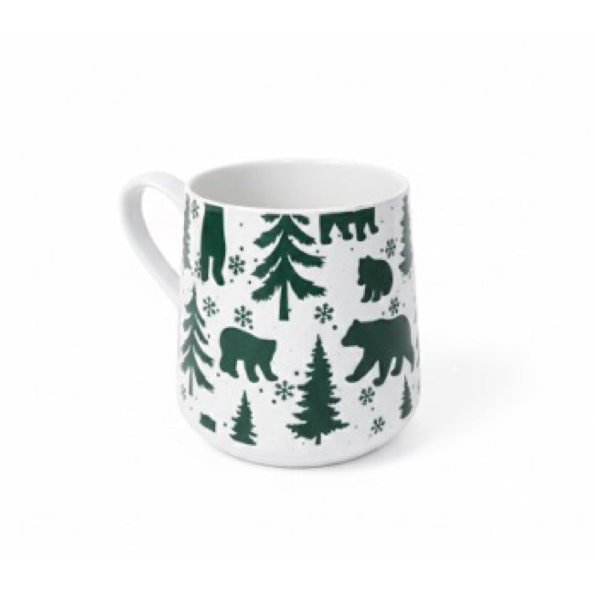 15.5oz Ceramic Mug Bears & Trees Engraved White, Coffee Mug, Holiday Decor- Set of 2