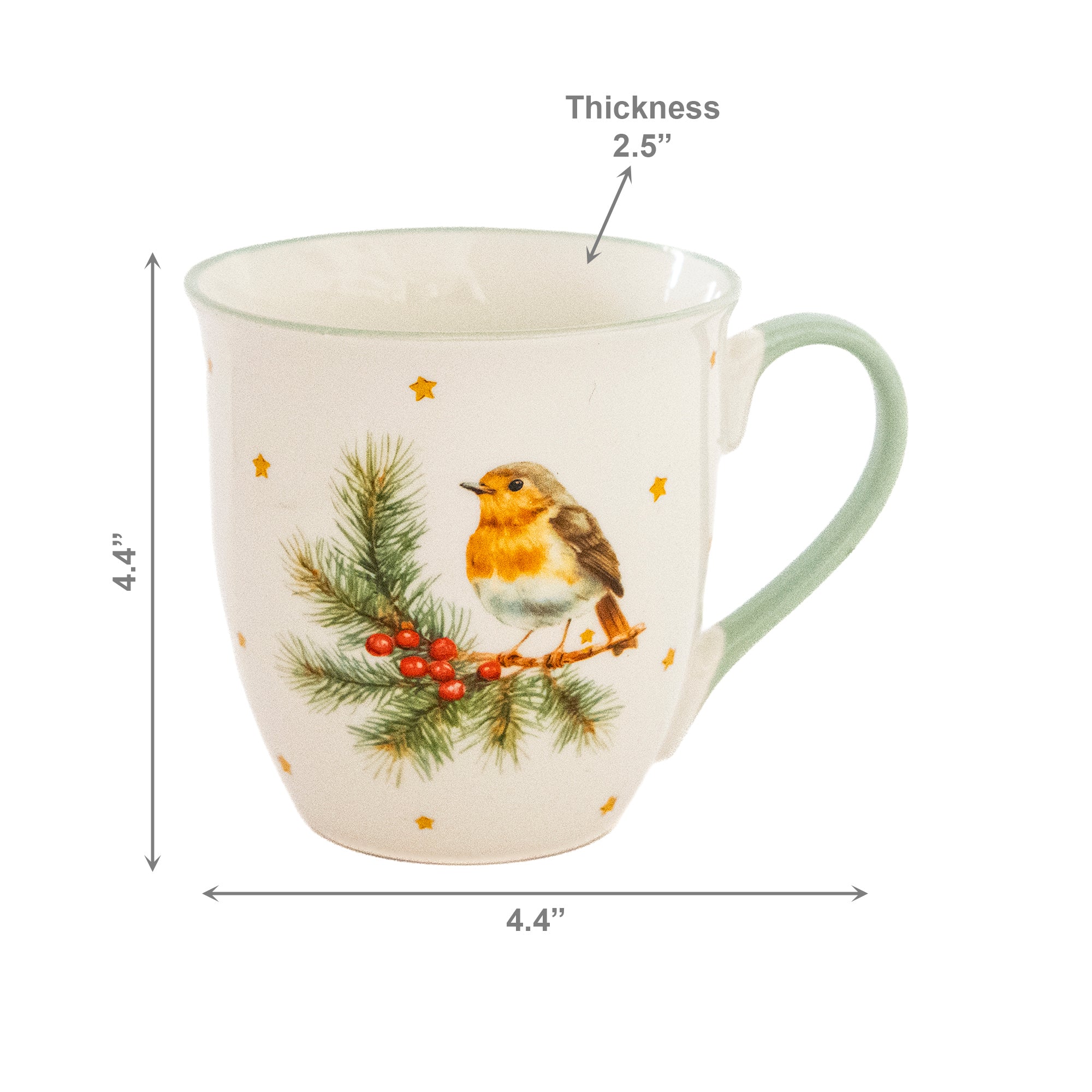 17.5oz Ceramic Mug Bird, Coffee Mug, Holiday Decor- Set of 2