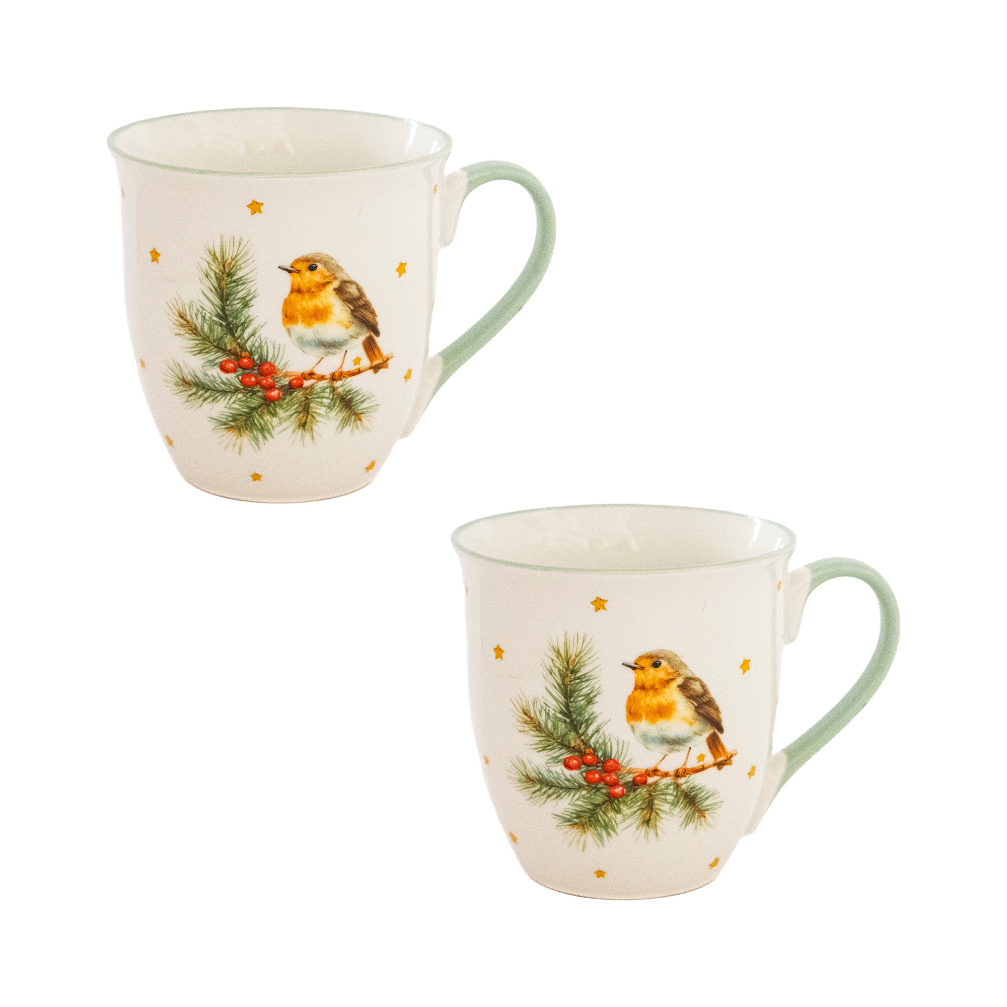 17.5oz Ceramic Mug Bird, Coffee Mug, Holiday Decor- Set of 2