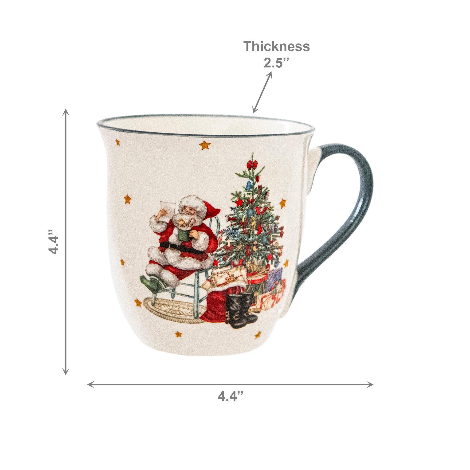 17.5oz Ceramic Mug Santa, Christmas, Coffee Mug, Holiday Decor- Set of 2