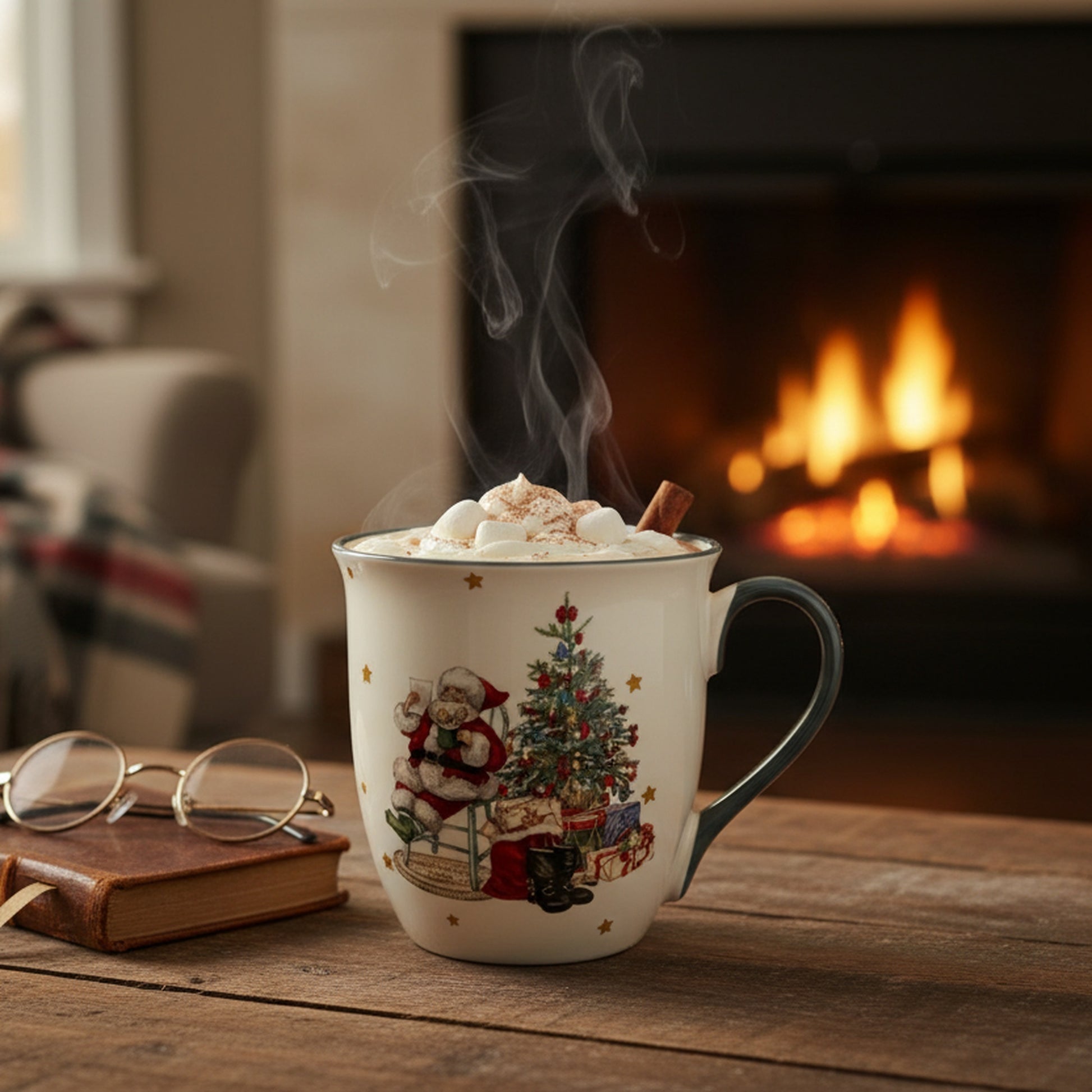 17.5oz Ceramic Mug Santa, Christmas, Coffee Mug, Holiday Decor- Set of 2