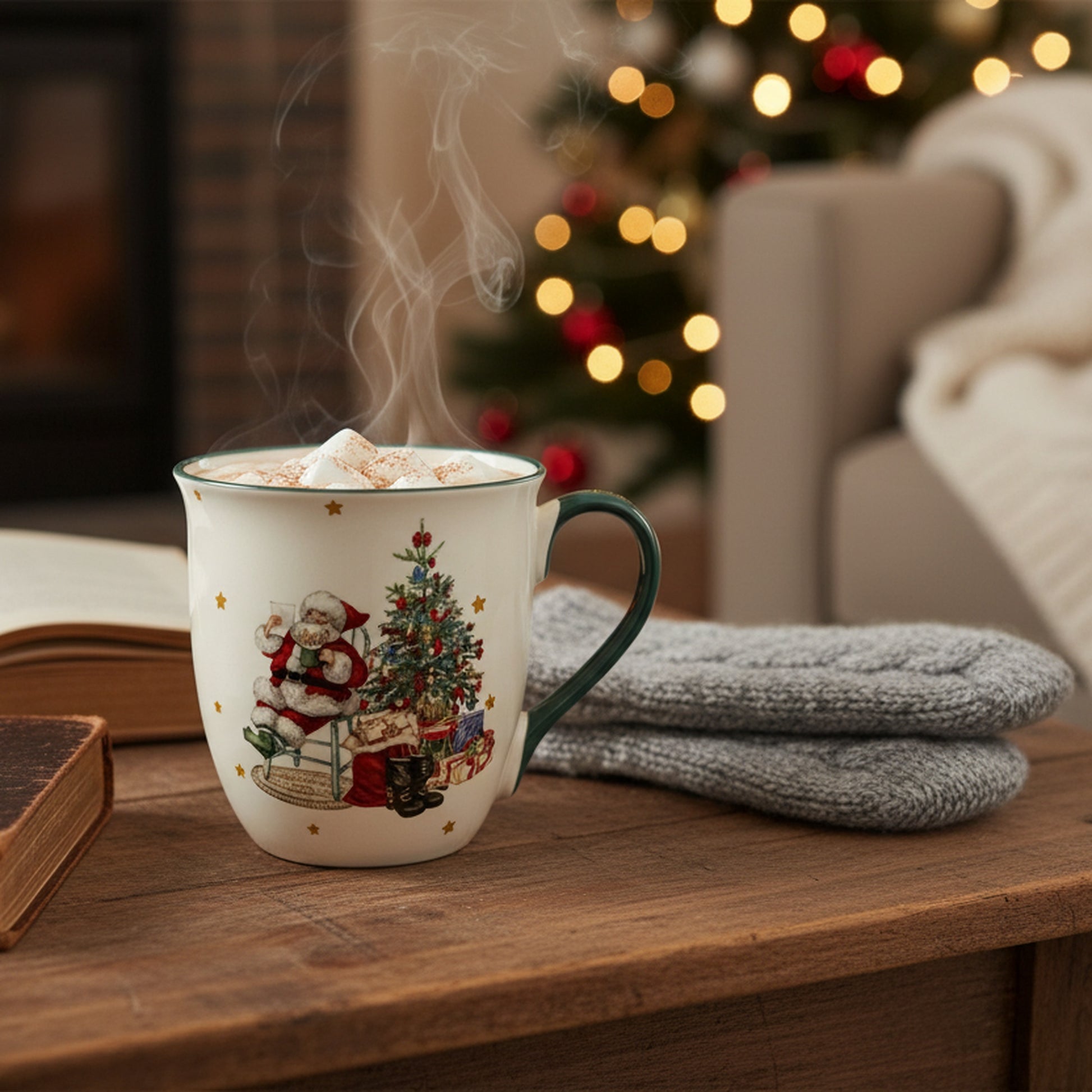 17.5oz Ceramic Mug Santa, Christmas, Coffee Mug, Holiday Decor- Set of 2